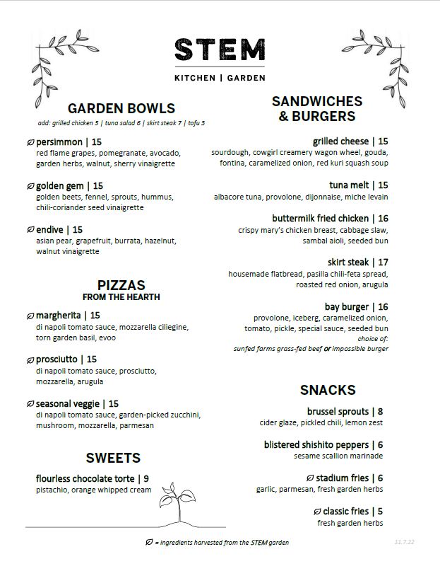 Menu - Stem Kitchen | Garden photo 1