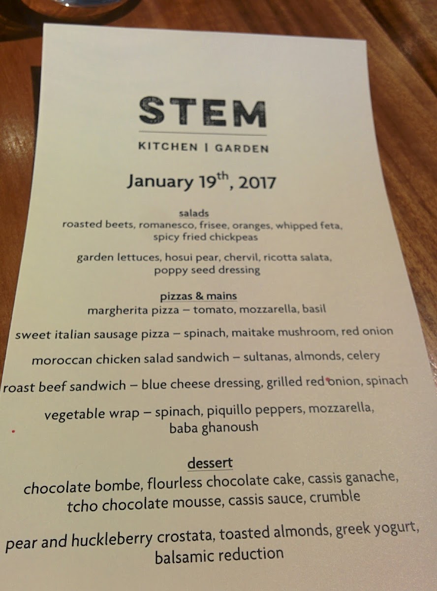 Menu - Stem Kitchen | Garden photo 4